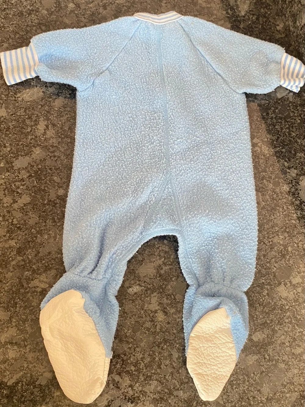 Vintage baby 0-3m Cozy Blue Fleece Baby One-Piece Footie